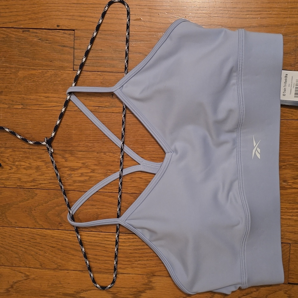 REEBOK SIGNATURE BRAND WOMEN'S LIGHT BLUE SPORTS BRA SIZE LARGE